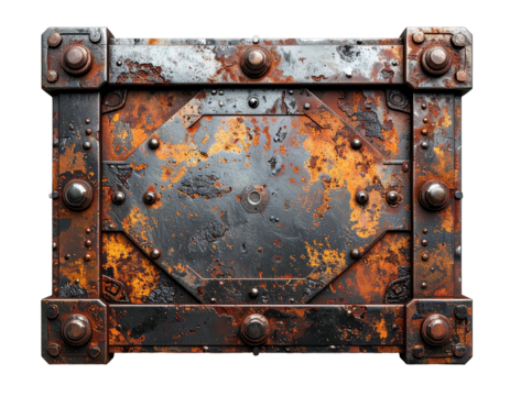 Rusty metal panel with intricate design