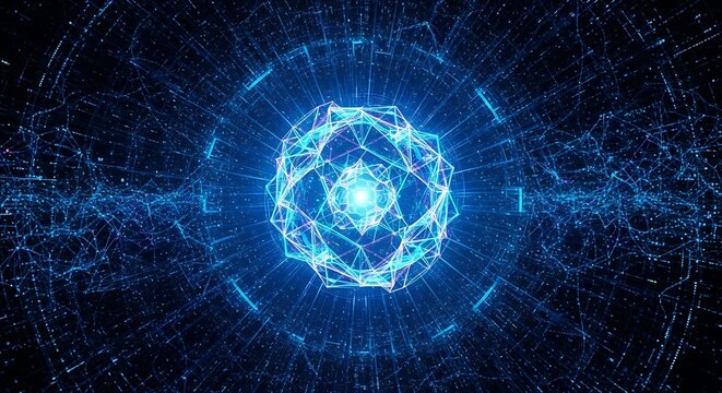 Abstract Technology Digital Connection Network Presentation Backdrop Element Energy Core Illustration Futuristic Backdrop Concept Information Stream Virtual Power Source Concept