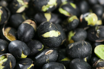 Crispy Fried Black Beans with Five Spice Salt Seasoning and Green Sprouts