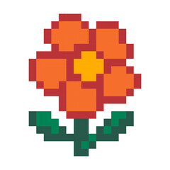 Orange Flower Blossom Pixel Art