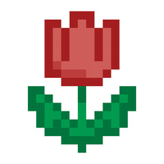 Red Tulip Flower Pixel Art