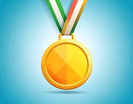 Golden Medal of Triumph: A stunningly crafted gold medal hangs gracefully against a clean background, symbolizing achievement, excellence, and the pinnacle of success. 