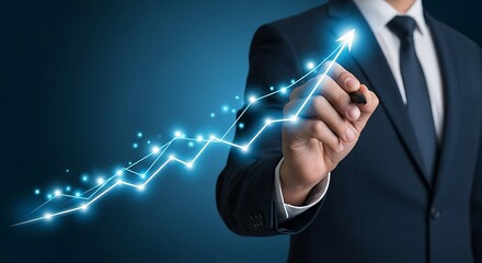 Business growth chart success strategy career development future prosperity financial investment upswing