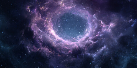 Naklejka premium Purple nebula swirling clouds cosmic galaxy astronomy science background design fantasy universe - AI generated