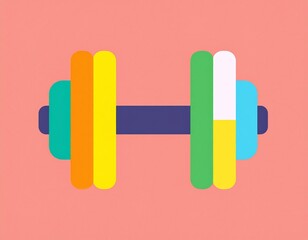 Weightlifting Icon: A vibrant illustration of a dumbbell, symbolizing strength, fitness, and the dedication to achieve physical well-being. Capturing the essence of active living and exercise.