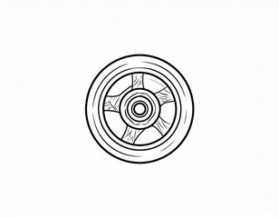 Circular Wheel Illustration: A meticulously drawn wheel design, perfect for projects related to movement, mechanics, and design, offering a blend of artistic detail and symbolic representation.