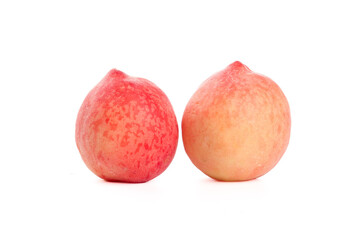 Fresh Ripe Peaches on White Background - Healthy Fruit Food Photography