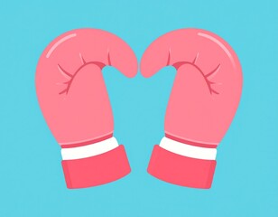 Love for Boxing: Pink boxing gloves, positioned in a heart shape, symbolize passion and love for boxing, set against a calming light blue backdrop.