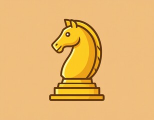 Chess Knight: A solitary, golden knight piece stands majestically, a symbol of strategic thinking and calculated moves. A visual representation of intellectual game.