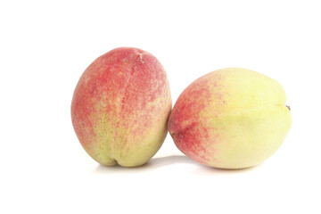 Fresh Ripe Peaches Isolated on White Background - Organic Summer Fruit