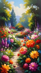 Obraz premium Beautifully colorful flowers blossom in the garden and park, showcasing the beauty of nature in spring and summer