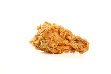 Crispy Korean Fried Chicken Thigh with Golden Coating Isolated on White Background