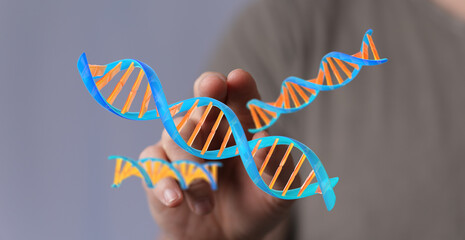 Abstract image of DNA strands, perfect for science, technology, and medical concepts.  High-quality...