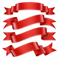 Obraz premium Elegant Crimson Banners: A collection of intricately designed crimson banners with graceful curves and subtle stitching details, perfect for adding a touch of sophistication.