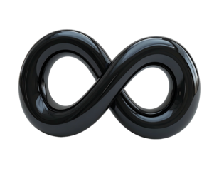 Glossy black infinity symbol