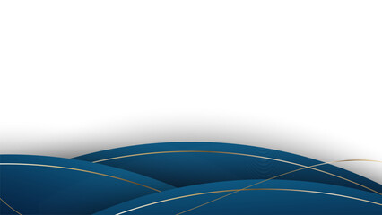 Blue Gold Wave Abstract Shape Border and Corner Frame Vector Set Collection. Decorative Elements Corners, Borders, and Frame