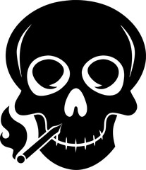  skull and cigarette silhouette black icon