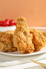 Crispy Fried Chicken Nuggets on White Plate - Golden Brown Comfort Food