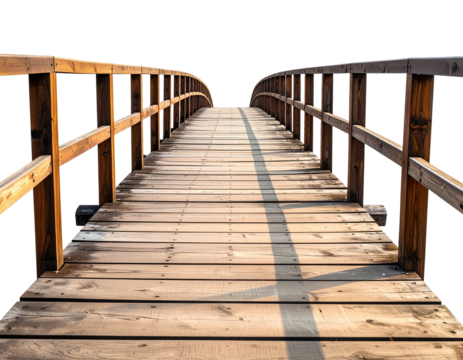 Wooden bridge path leading into the distance