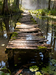 wooden bridge in the park
