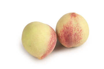 Fresh Ripe Peaches Isolated on White Background - Organic Stone Fruit