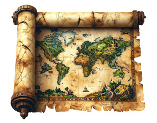 Ancient world map scroll