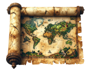 Ancient world map scroll