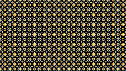 Gold and black seamless abstract geometric pattern with intricate ornamental details, a luxurious and repeating vector background