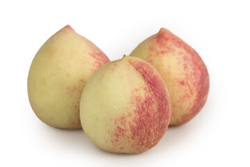 Fresh Ripe Peaches Isolated on White Background - Healthy Organic Stone Fruit