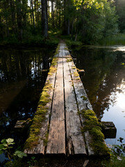 wooden bridge over the river