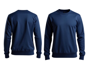 Navy blue sweatshirt, front and back view