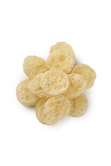 Dried Lotus Root Slices with Natural Ring Pattern on White Background