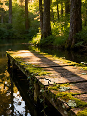 wooden bridge in autumn