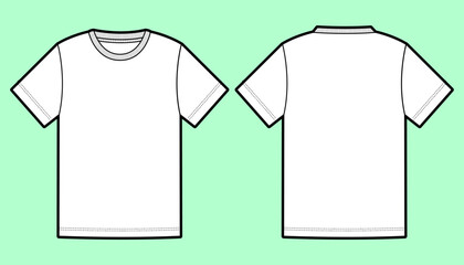 Simple Standard Fit Short Sleeve T-Shirt with Contrast Rib Neck Technical Flat