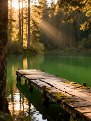 wooden bridge in the lake