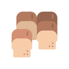 Simple illustration of toast bread slices with a transparent background featuring light brown crust and soft beige interior with tiny air bubbles visible on the surface in a clean flat design style