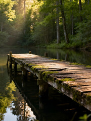 wooden bridge in the forest