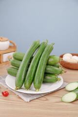 Fresh Green Loofah Vegetables from Shouguang Farmers - Homegrown Organic Produce on Kitchen Counter