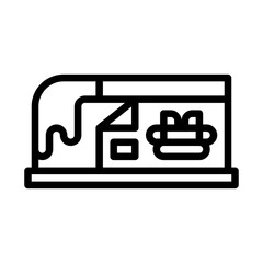 Simple Line Art Icon of a Hot Dog Stand with Dripping Sauce on a Transparent Background for Food Service and Restaurant Themes