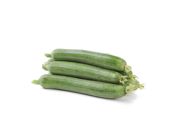 Fresh Green Luffa Gourds Natural Loofah Sponges for Skin Care Isolated on White Background