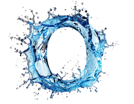 Abstract water splash forming a large ring