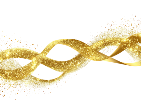 Golden, swirling, decorative ribbon on black