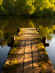 wooden bridge over the river