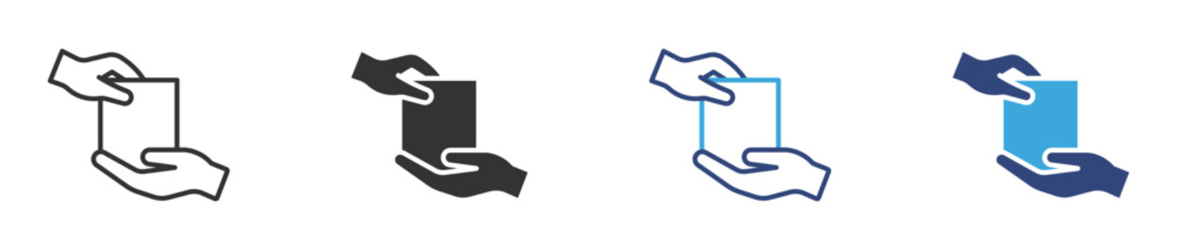 Handover Icon set, Hands exchanging a folder representing project handover and transfer of responsibility , vector illustration . 