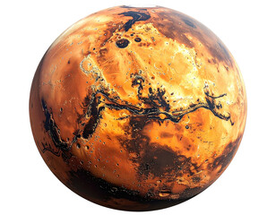 Naklejka premium Close-up view of a rusty-orange planet