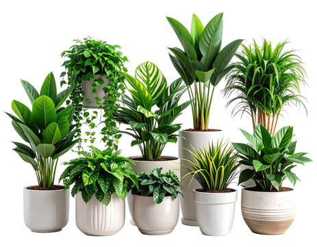 Group of potted houseplants
