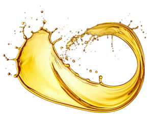 Golden liquid splash in a circular pattern