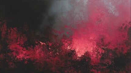 An abstract painting featuring a blend of deep reds and blacks, creating a dynamic and emotional atmosphere.