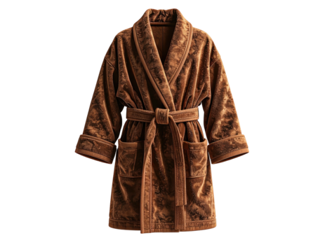 Brown robe, patterned, hanging