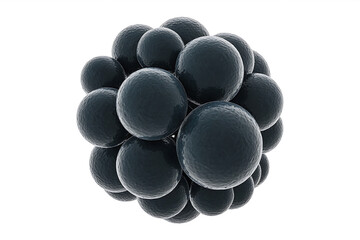 A spherical cluster of dark, rounded forms, creating a textured, abstract, and intriguing visual composition.